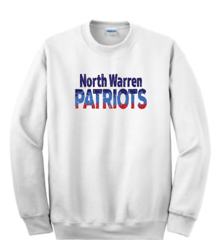North Warren Patriots Ombre Crewneck Sweatshirt white