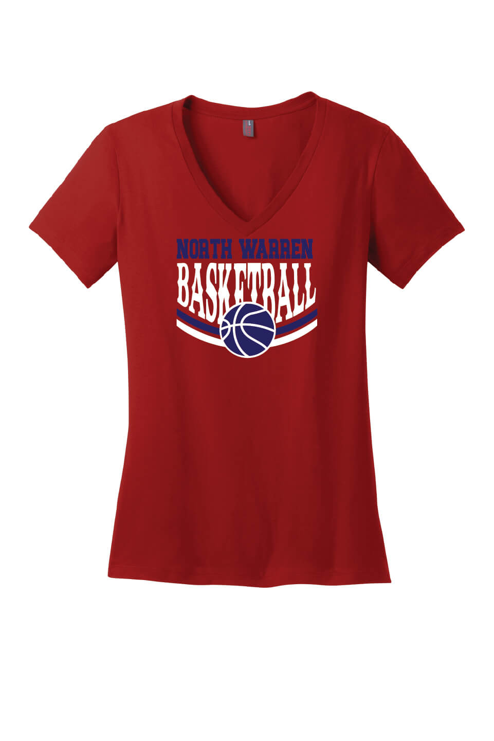 NW Basketball V-Neck Short Sleeve T-Shirt (Ladies) red