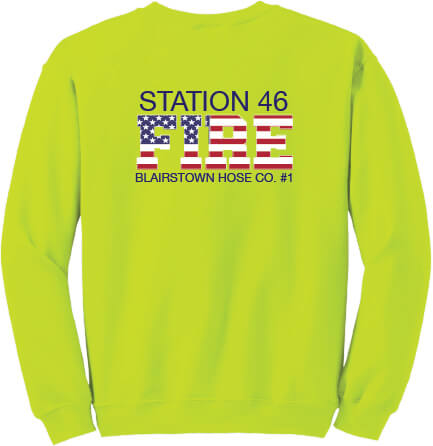 Gildan Crewneck Sweatshirt safety green back