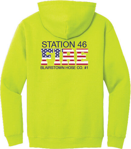 Hoodie safety green back