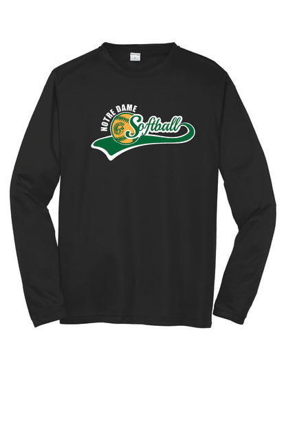 Notre Dame Softball Sport Tek Competitor Long Sleeve Shirt (Youth)