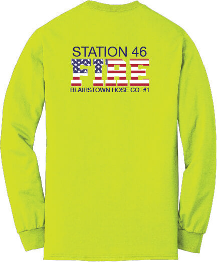 Long Sleeve T-Shirt safety green back
