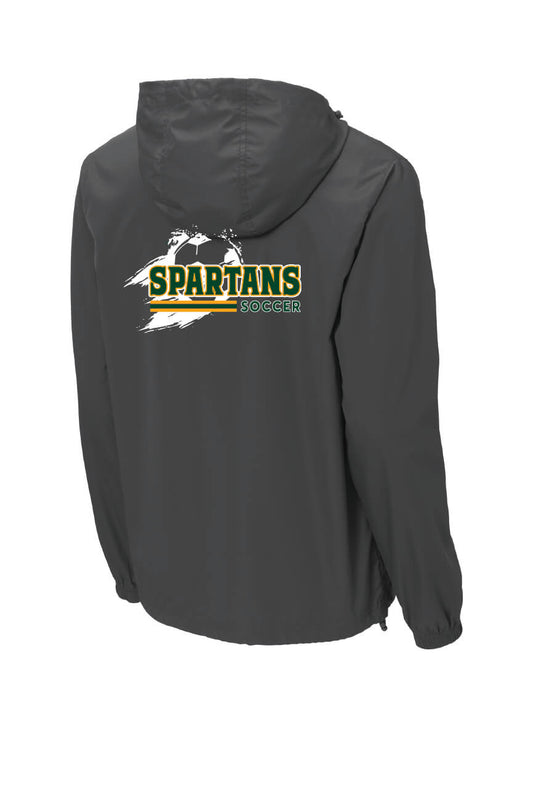 Spartans Soccer Sport Tek Packable Windbreaker back-gray