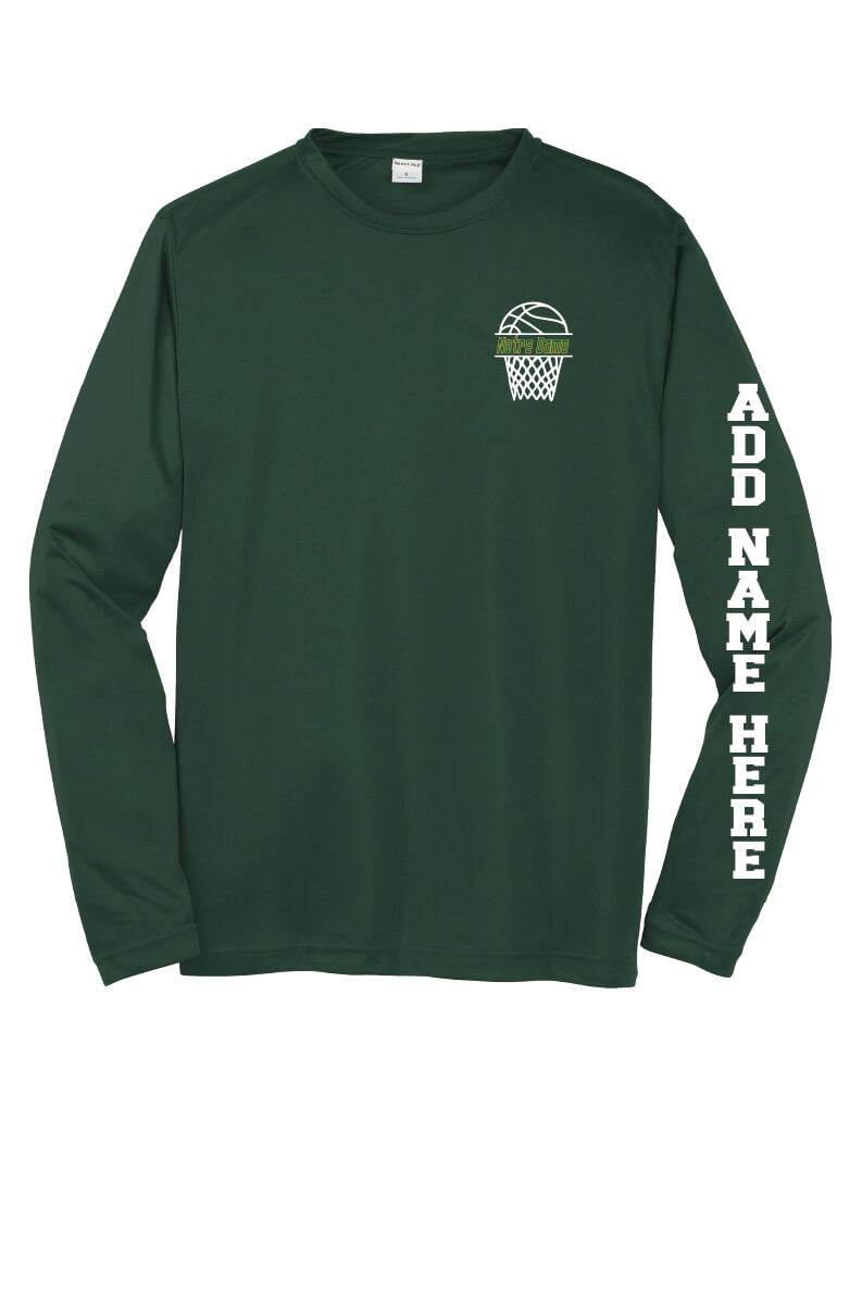 Youth Spartans Basketball Sport Tek Competitor Long Sleeve Shirt green-front