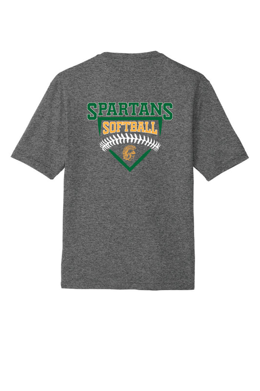 Spartans Softball Sport Tek Competitor Short Sleeve Tee (Youth) gray, back