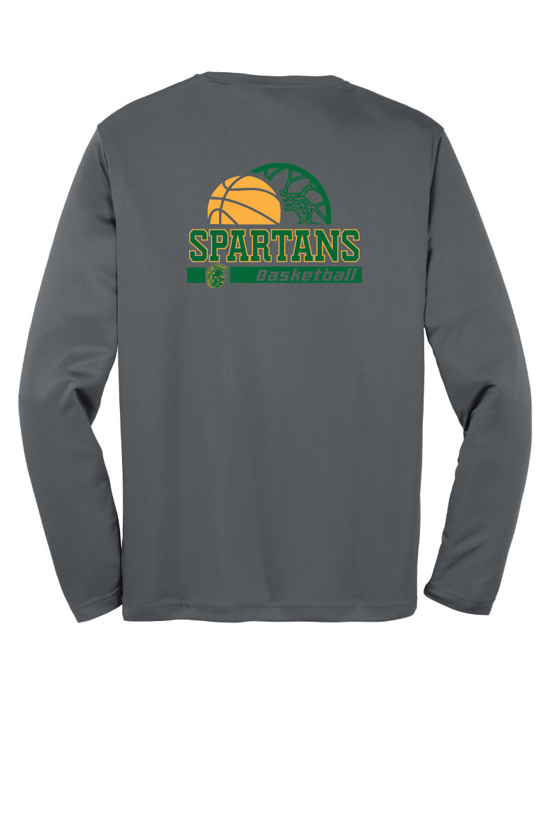 Youth Spartans Basketball Sport Tek Competitor Long Sleeve Shirt gray-back