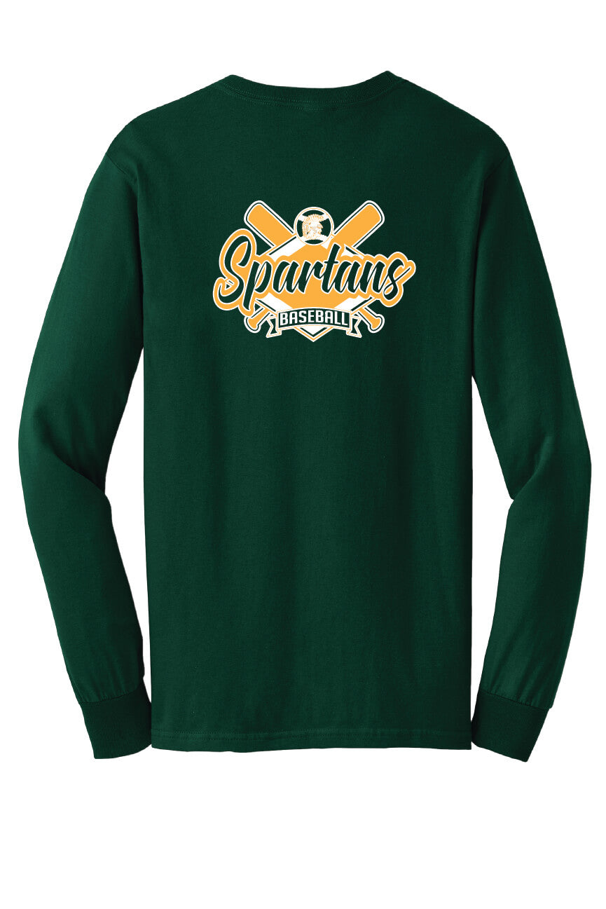 Spartans Baseball Long Sleeve T-Shirt green, back