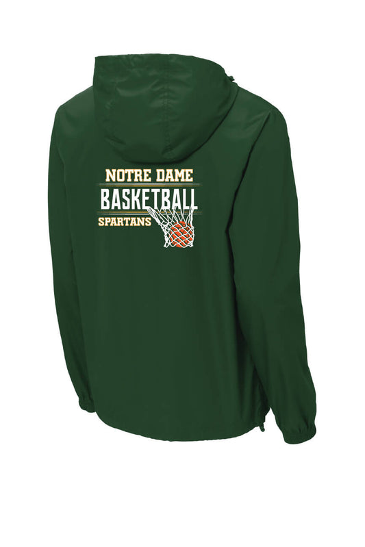 Notre Dame Basketball Sport Tek Packable Windbreaker green-back