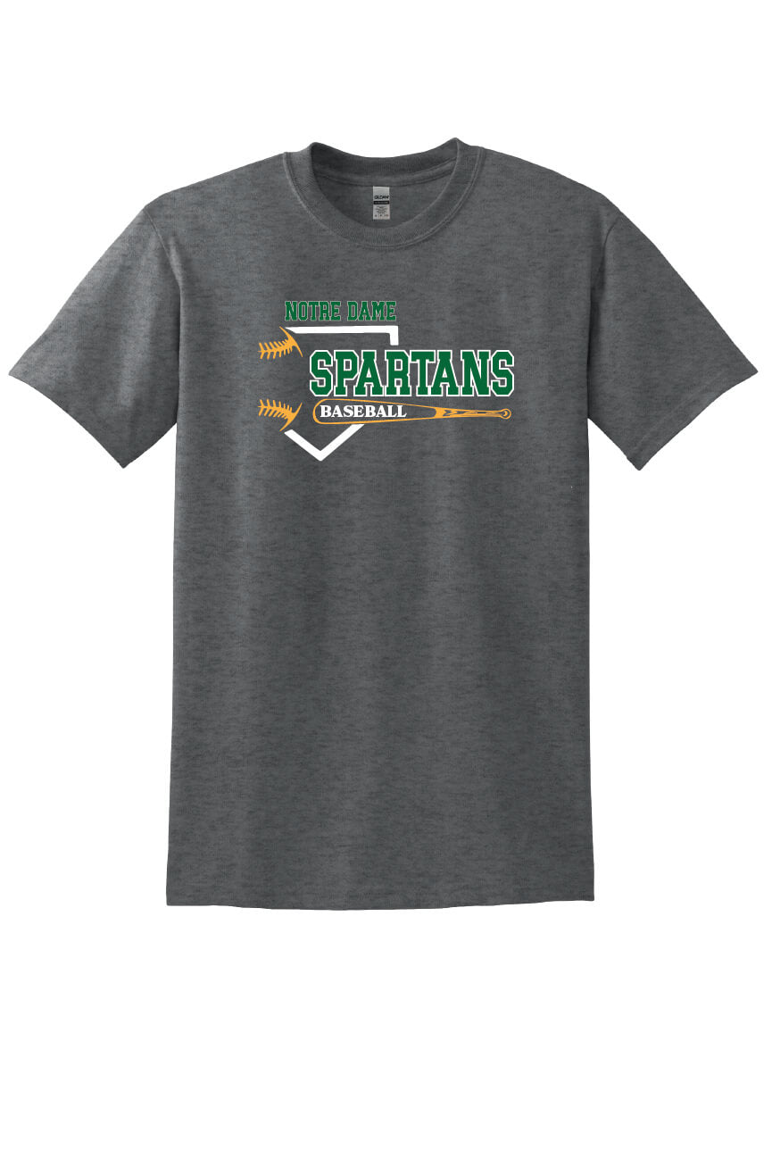 Notre Dame Baseball Short Sleeve T-Shirt gray, front