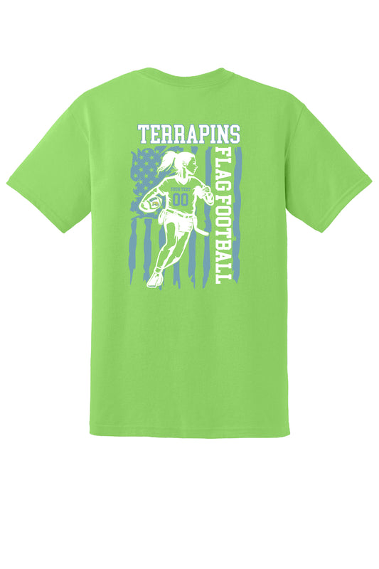 Girls Football Flag Back Short Sleeve T-Shirt (Adult)