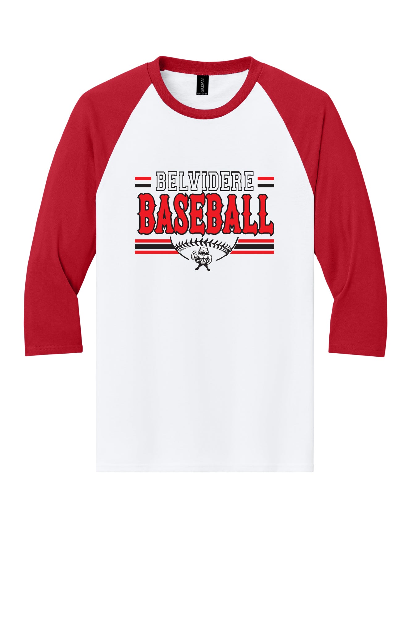 Belvidere Baseball Heavy Cotton™ 3/4-Sleeve Raglan T-Shirt