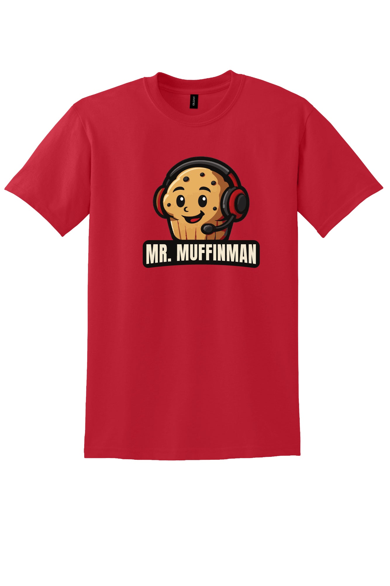 Muffin Man Red Headphones Short Sleeve T-shirt