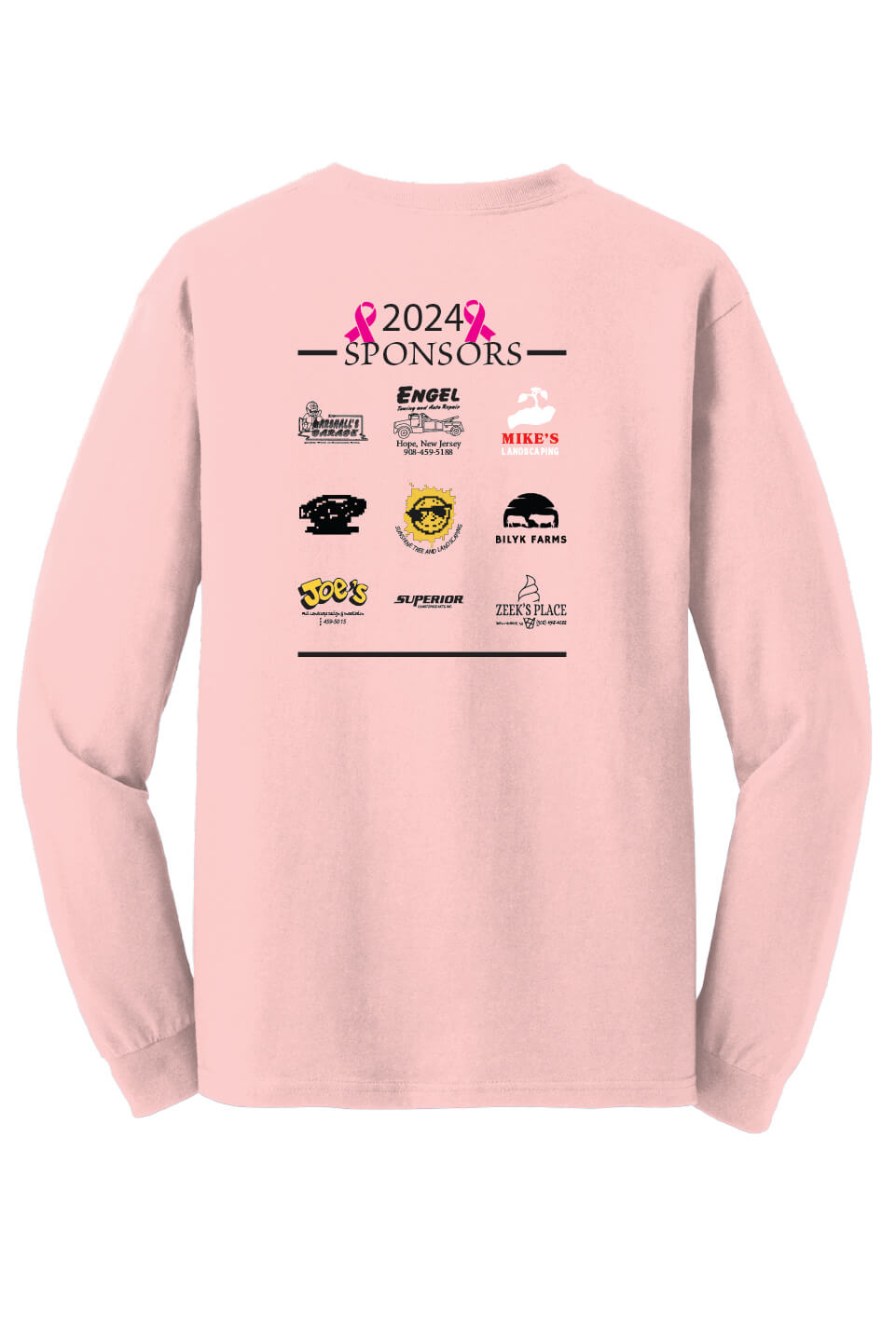 Pink Breast Cancer Fundraising Long Sleeve T-Shirt, back