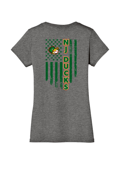 Flag Back Ladies V-Neck Short Sleeve T-Shirt