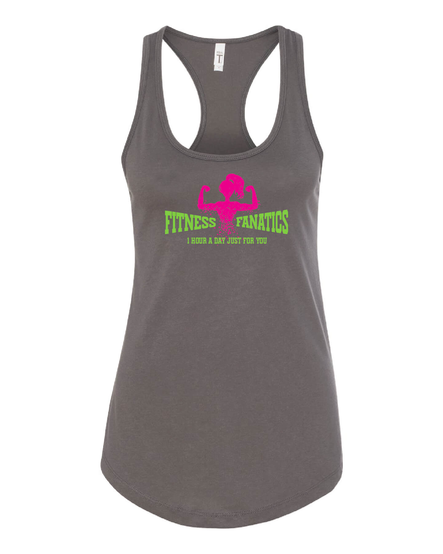 Womens Racerback Tank gray with pink