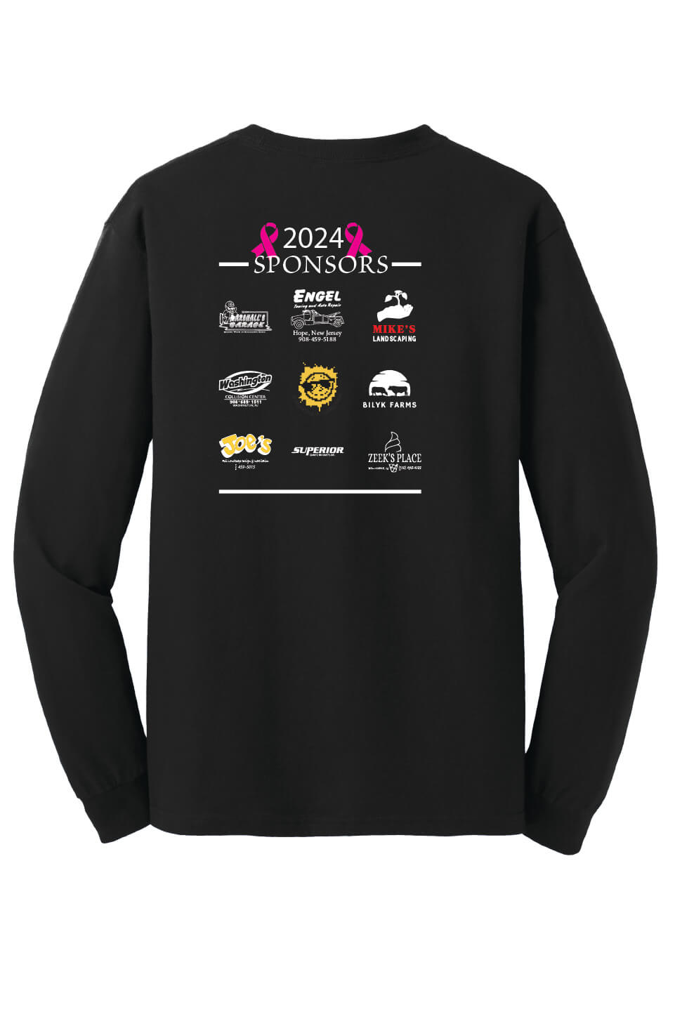 Black Breast Cancer Fundraising Long Sleeve T-shirt, back