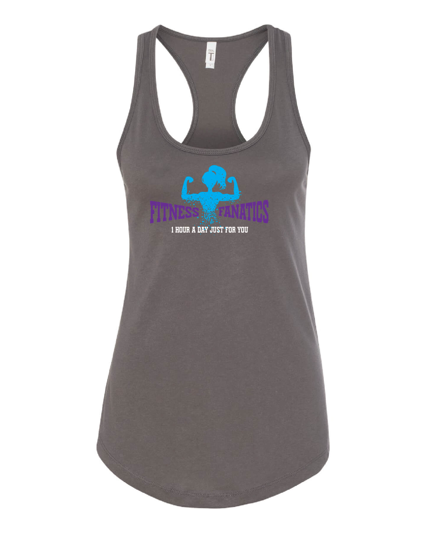 Womens Racerback Tank gray with blue