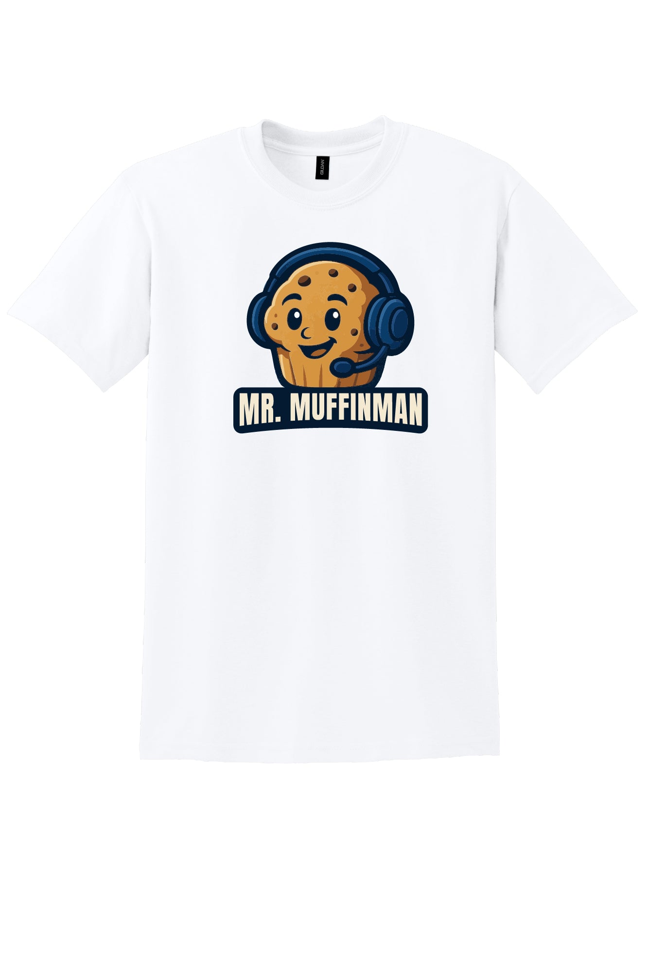 Muffin Man Blue Headphones Short Sleeve T-shirt
