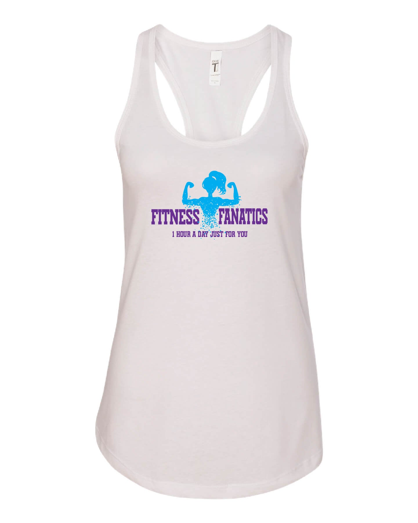 Womens Racerback Tank white with blue