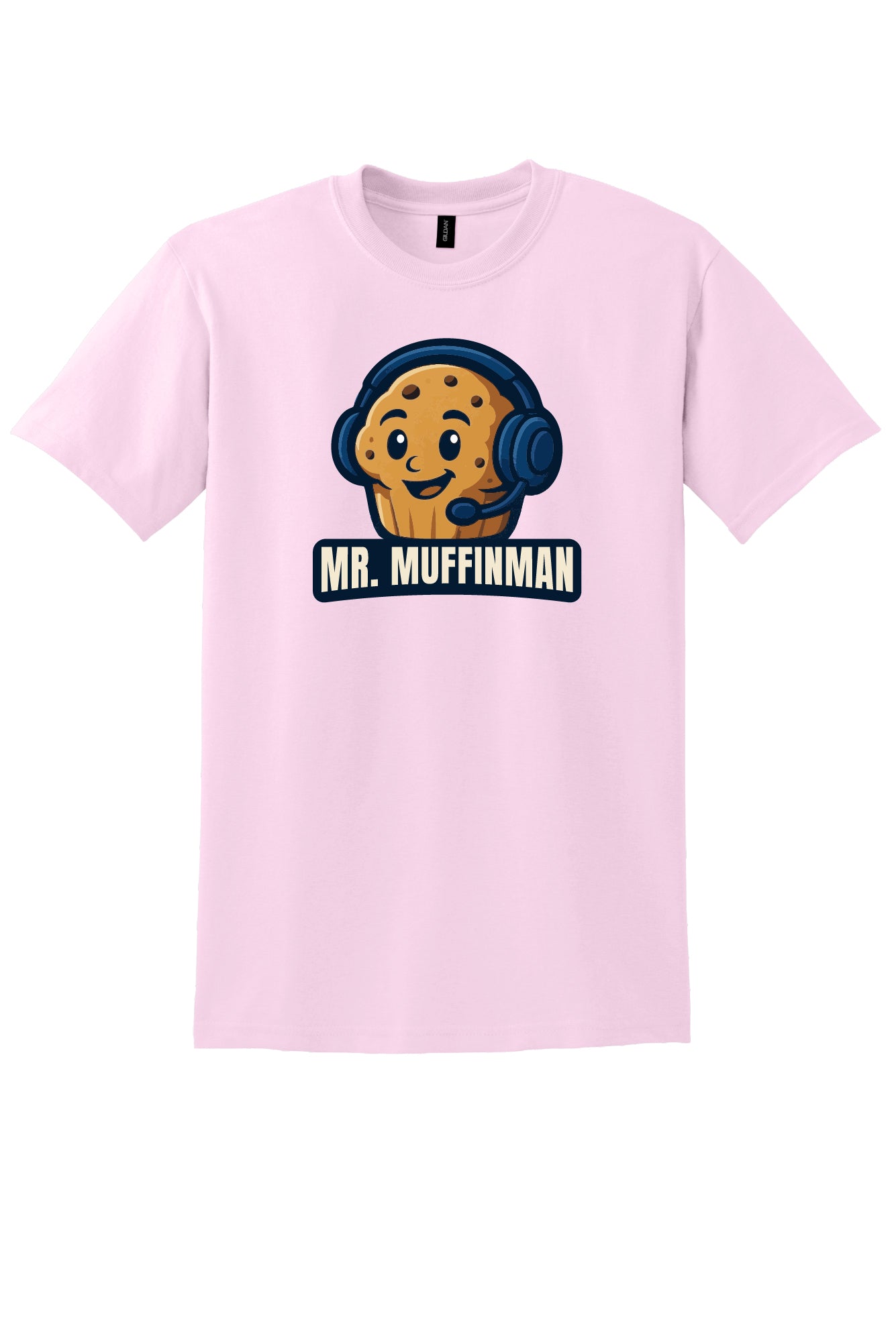 Muffin Man Blue Headphones Short Sleeve T-shirt