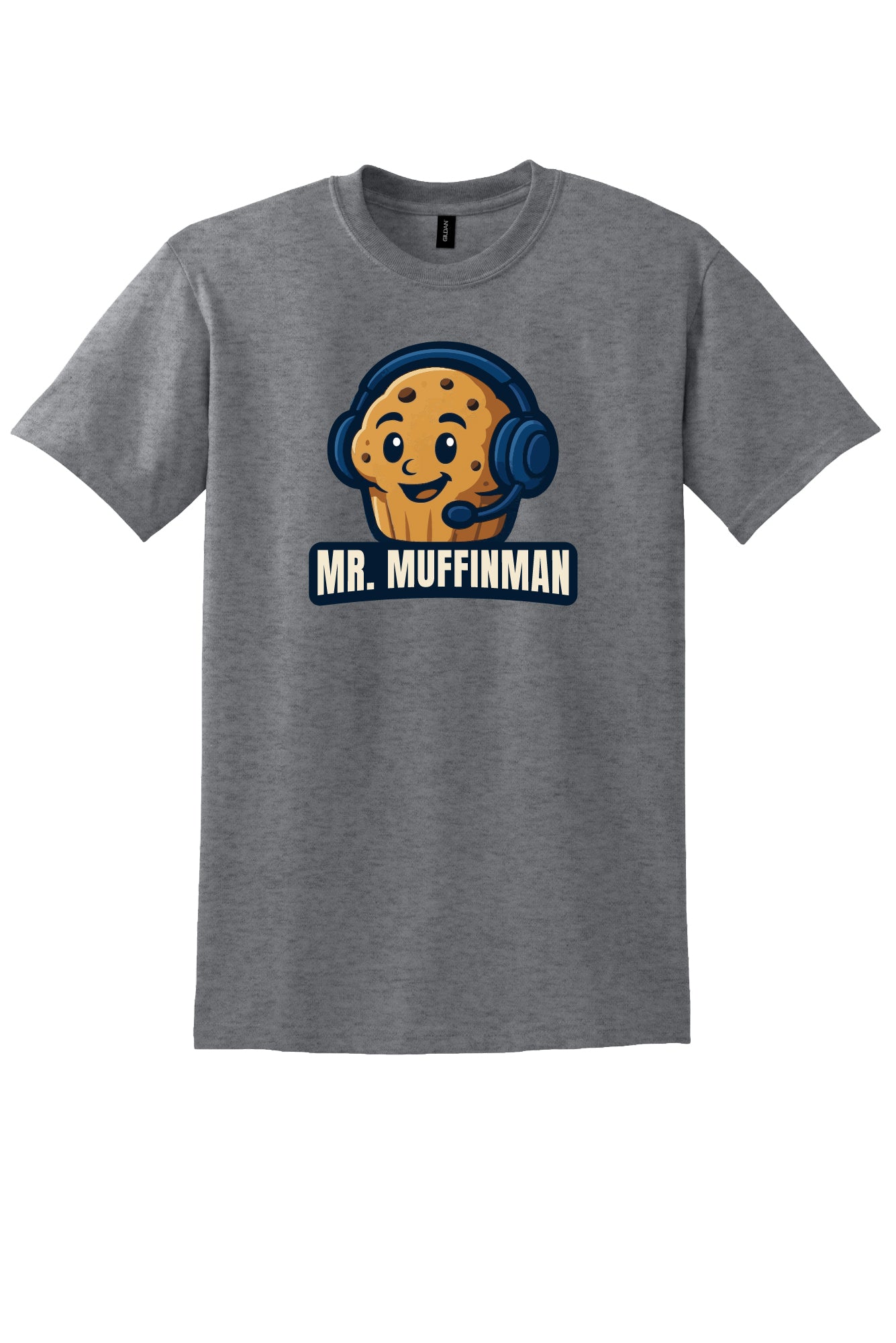 Muffin Man Blue Headphones Short Sleeve T-shirt