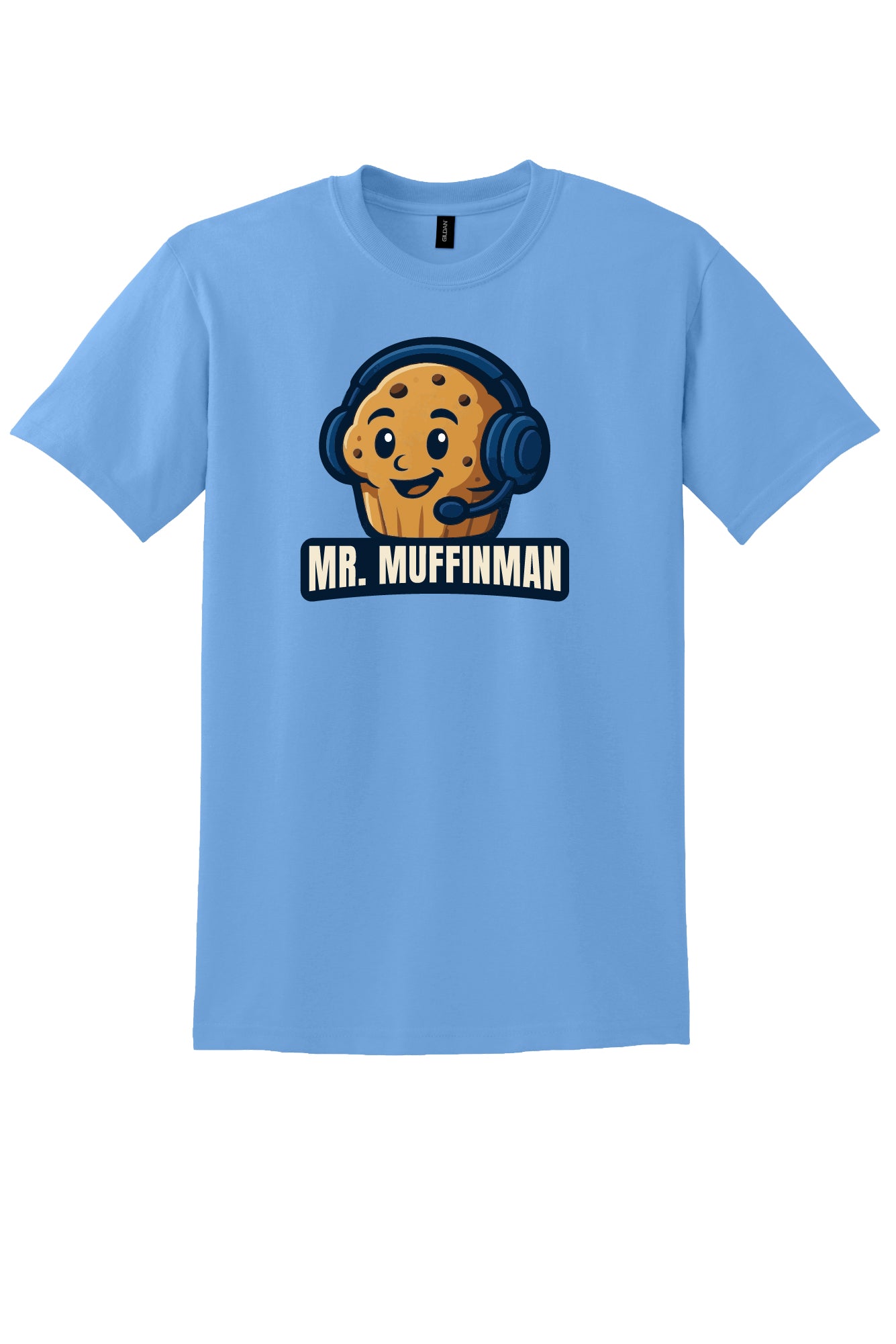 Muffin Man Blue Headphones Short Sleeve T-shirt