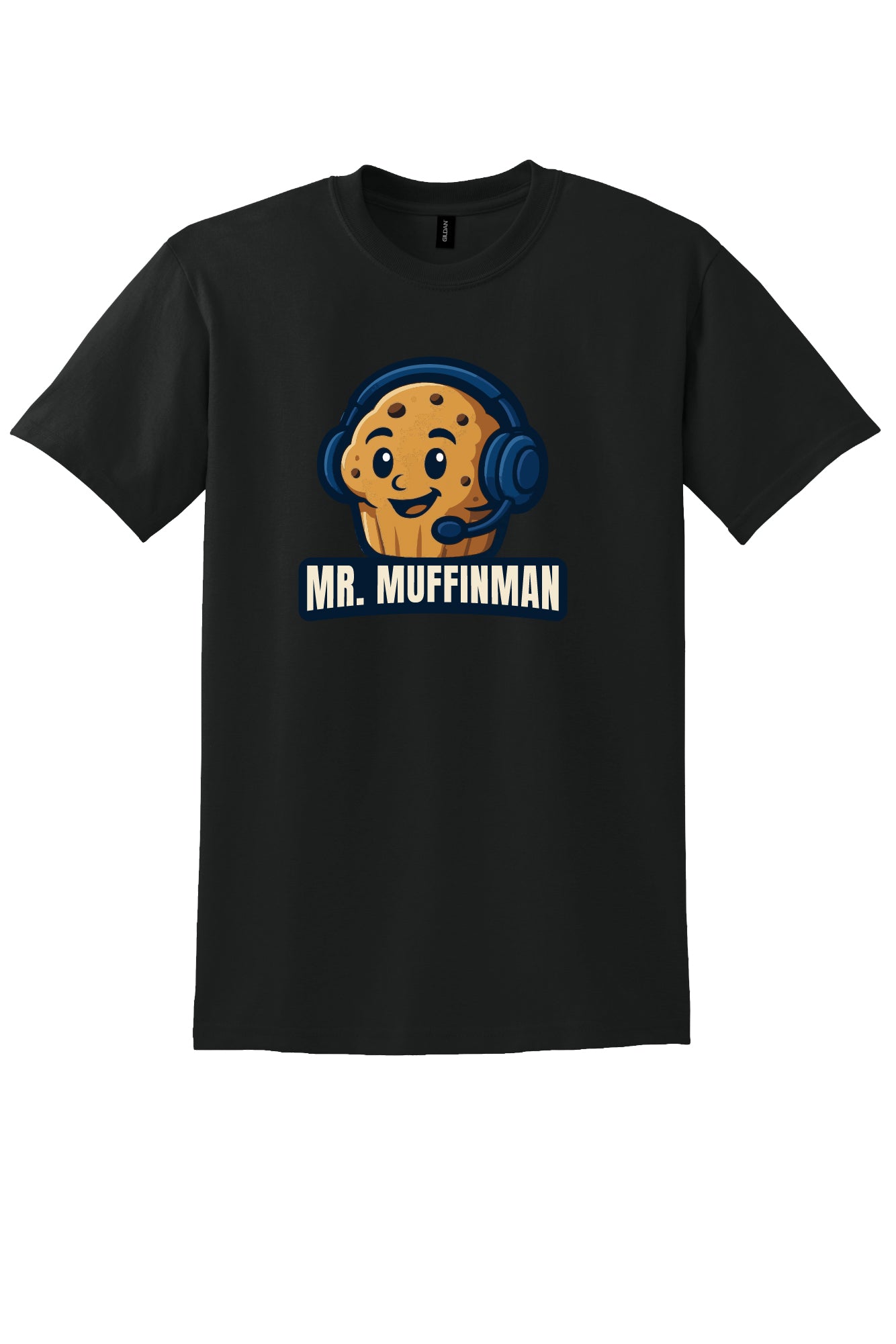 Muffin Man Blue Headphones Short Sleeve T-shirt