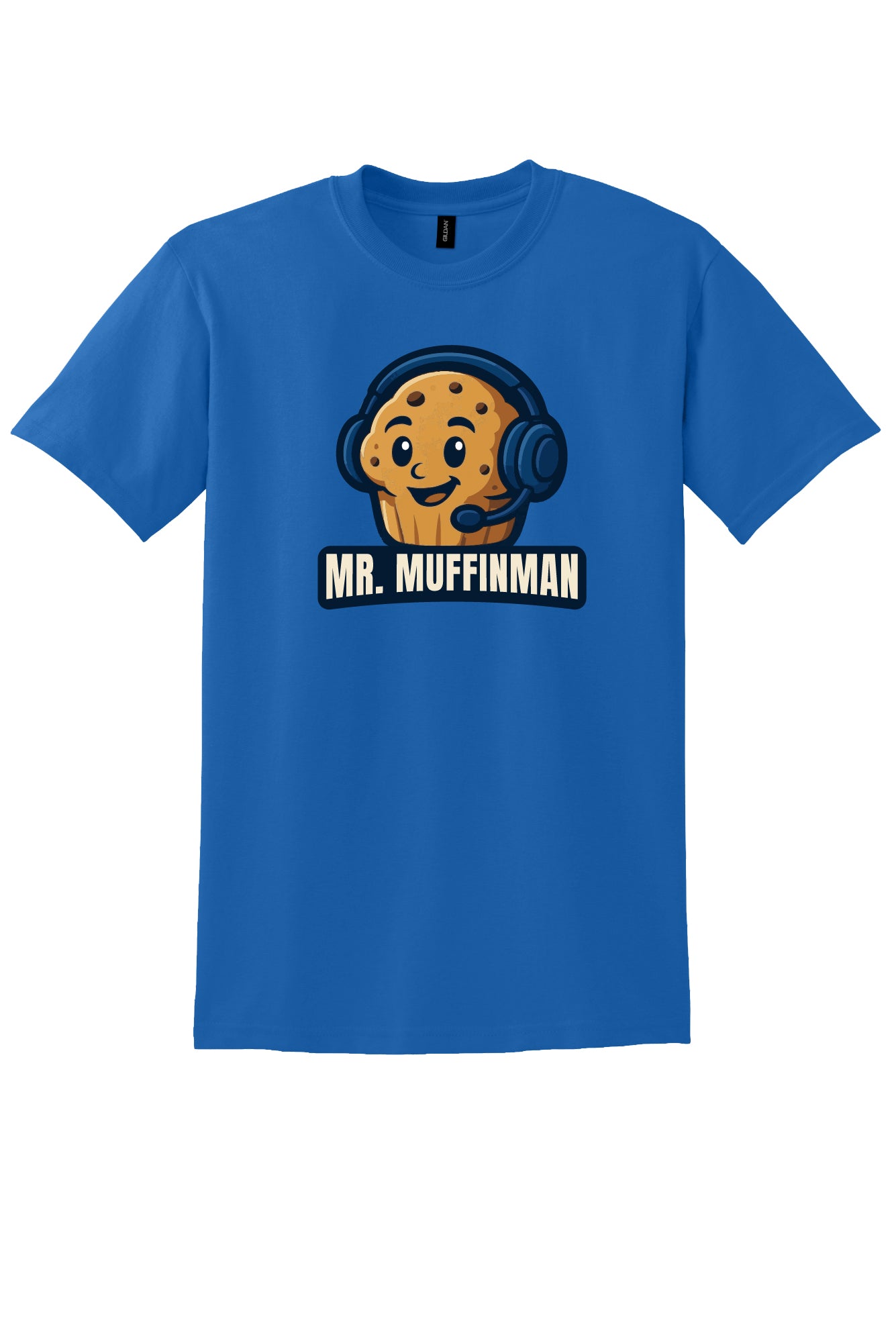 Muffin Man Blue Headphones Short Sleeve T-shirt