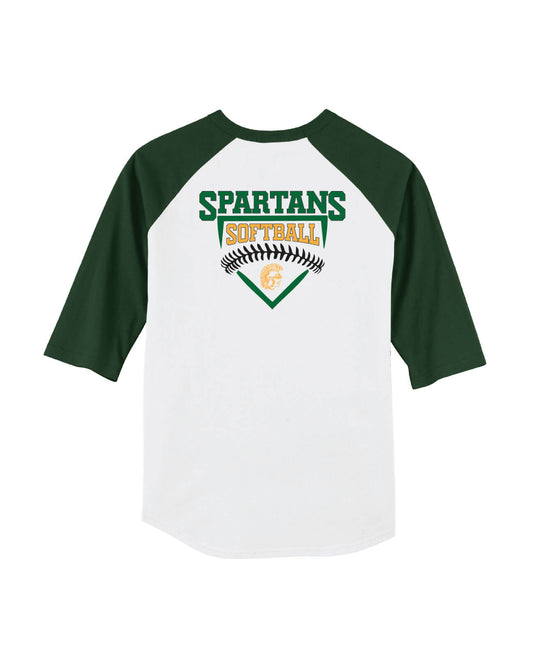 Spartans Sport Tek Colorblock Raglan Jersey (Youth) green/white back