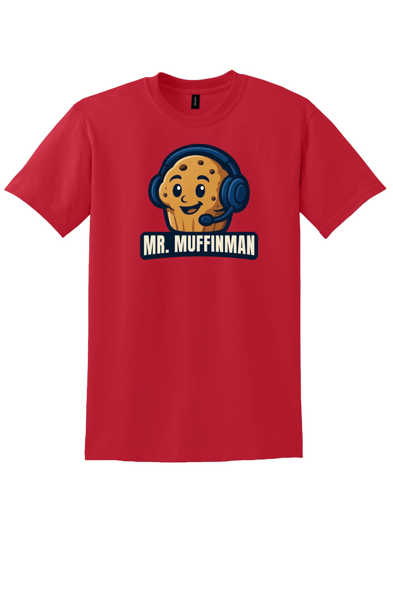 Muffin Man Blue Headphones Short Sleeve T-shirt