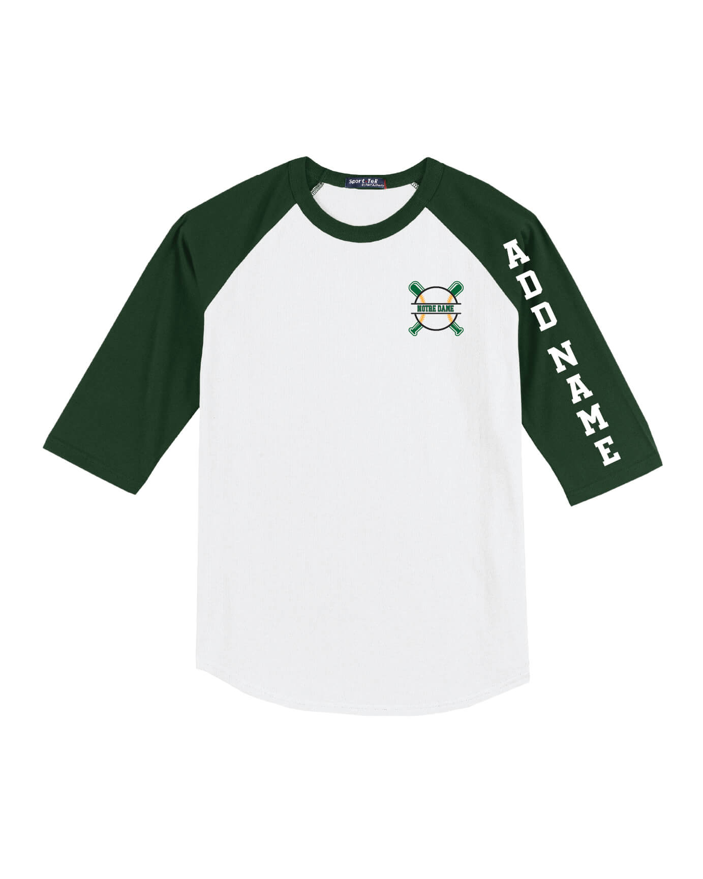 Spartans Baseball Sport Tek Colorblock Raglan Jersey - green/white, front