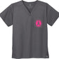 Wonder Wink Chest Pocket V-Neck Top gray with awareness circle