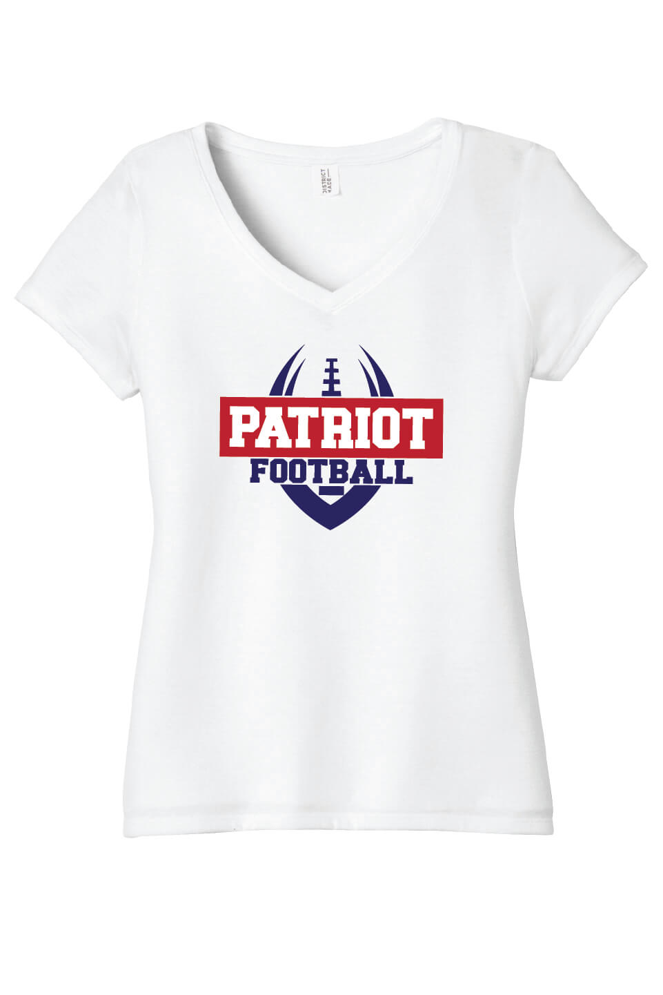 Patriot Football Ladies V-Neck Short Sleeve T-Shirt white
