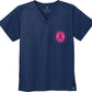 Wonder Wink Chest Pocket V-Neck Top navy with awareness circle