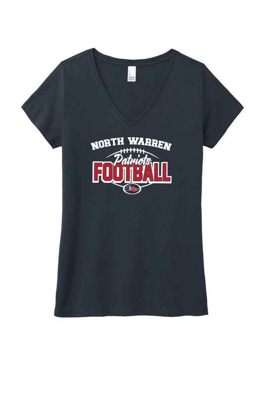 NW Patriots Football Ladies V-Neck Short Sleeve T-Shirt navy