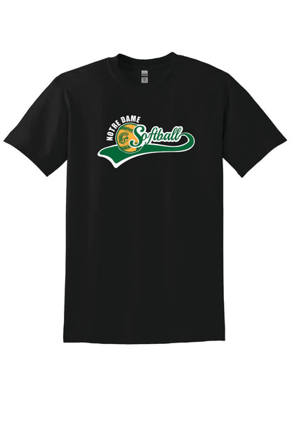 Notre Dame Softball Short Sleeve T-Shirt (Youth) black, front