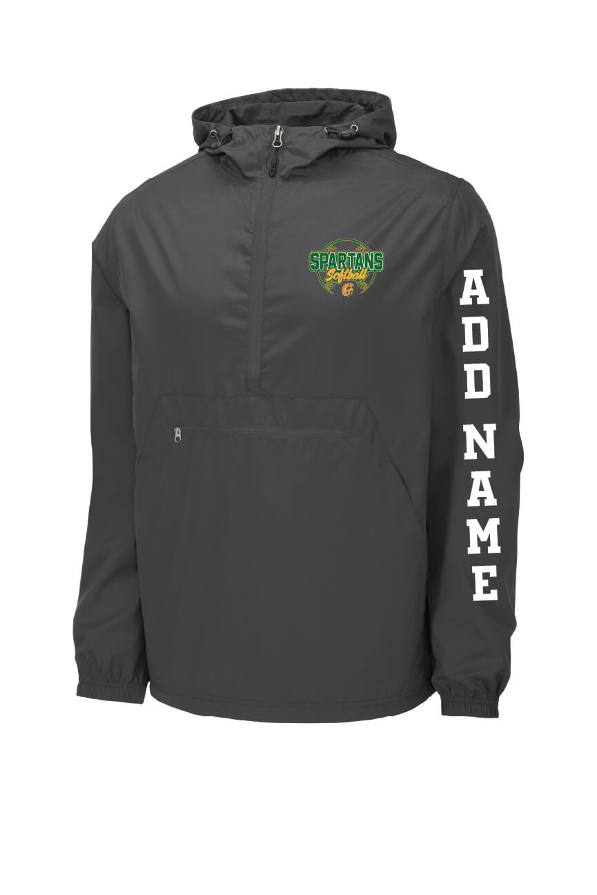 Notre Dame Softball Sport Tek Packable Windbreaker gray, front