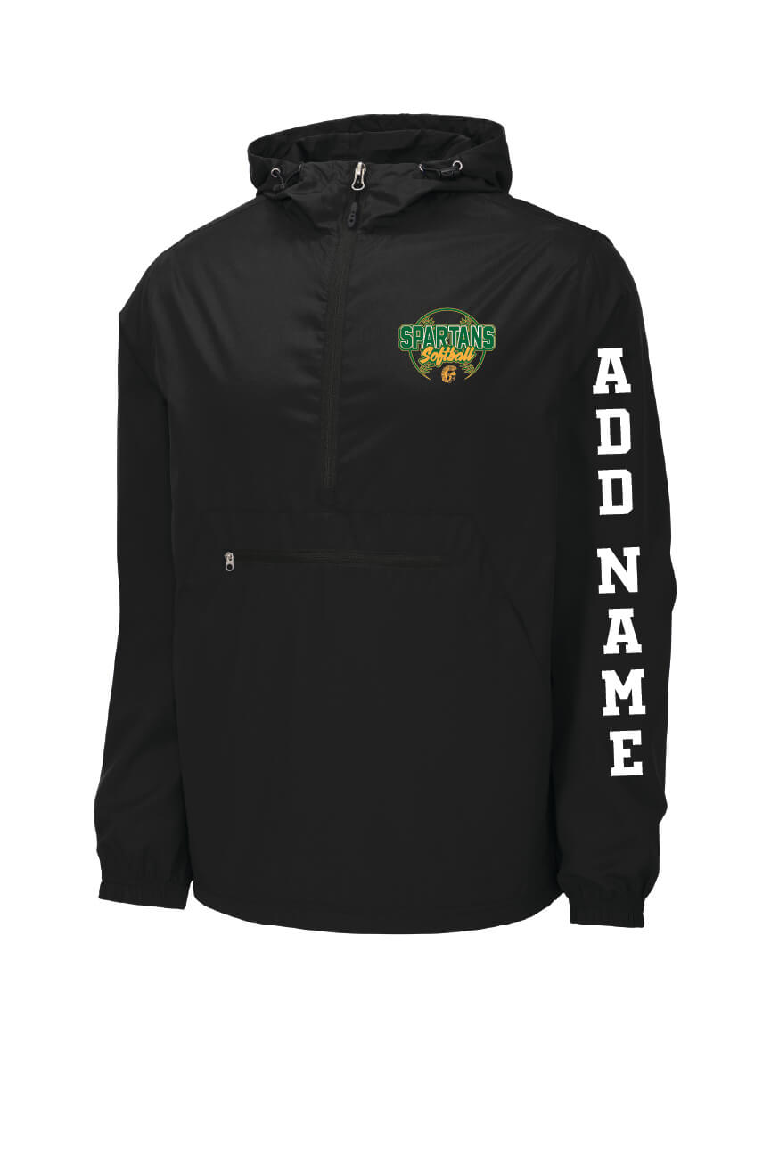 Notre Dame Softball Sport Tek Packable Windbreaker black, front