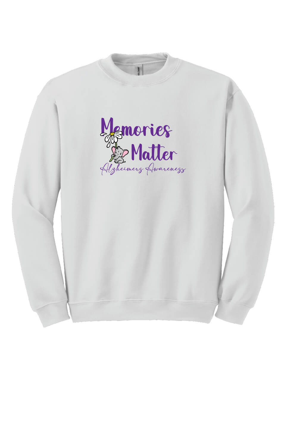 Memories Matter - Alzheimers Awareness Crewneck Sweatshirt white