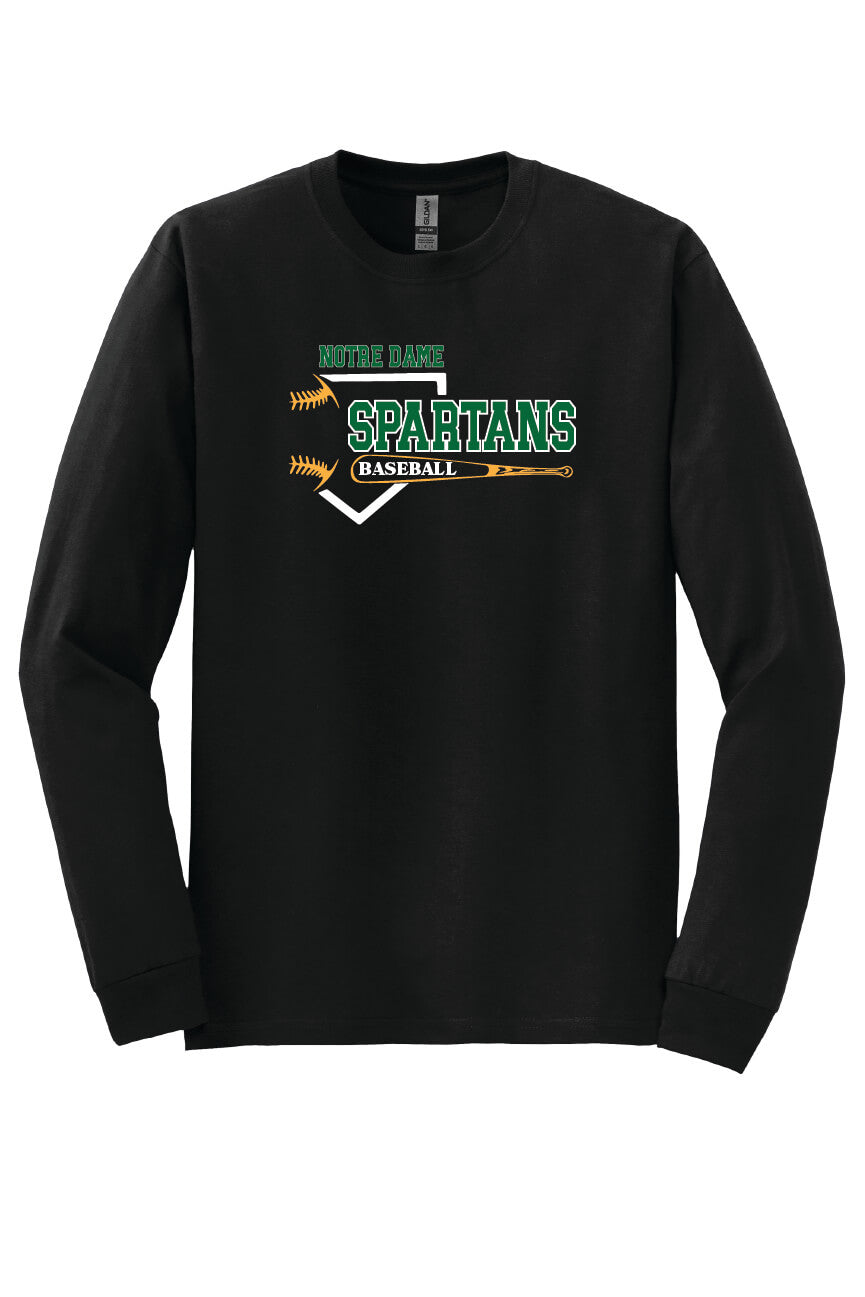 Notre Dame Baseball Long Sleeve T-Shirt (Youth) black, front