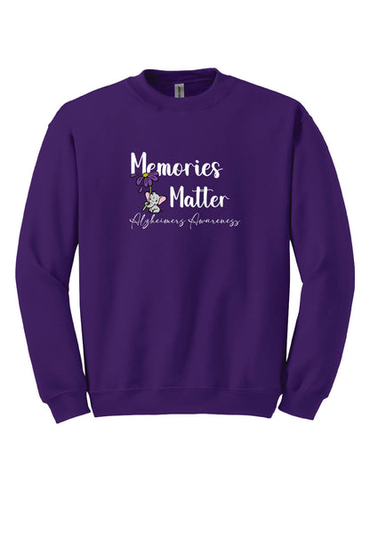 Memories Matter - Alzheimers Awareness Crewneck Sweatshirt purple