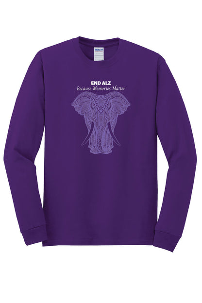 Memories Matter Elephant Long Sleeve T-Shirt purple