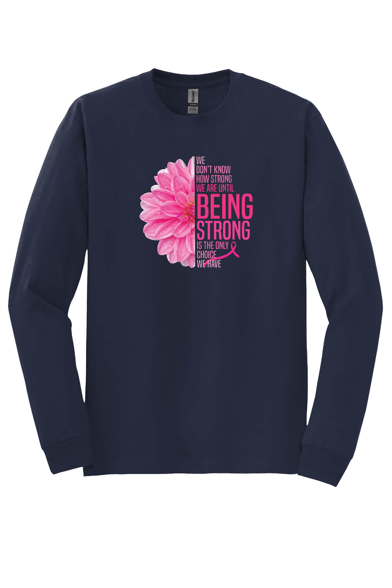 Flower Quote Long Sleeve Shirt navy