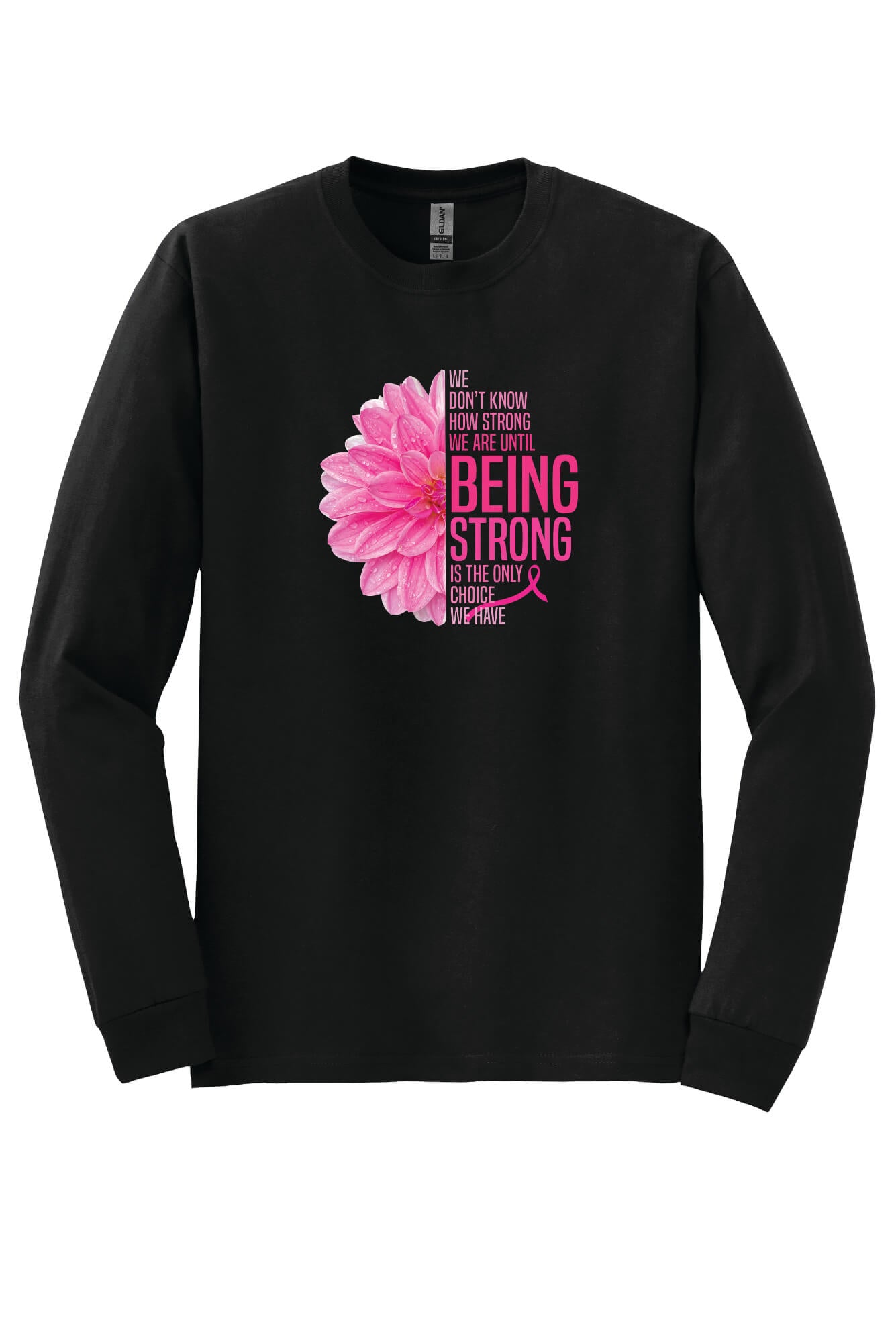 Flower Quote Long Sleeve Shirt black