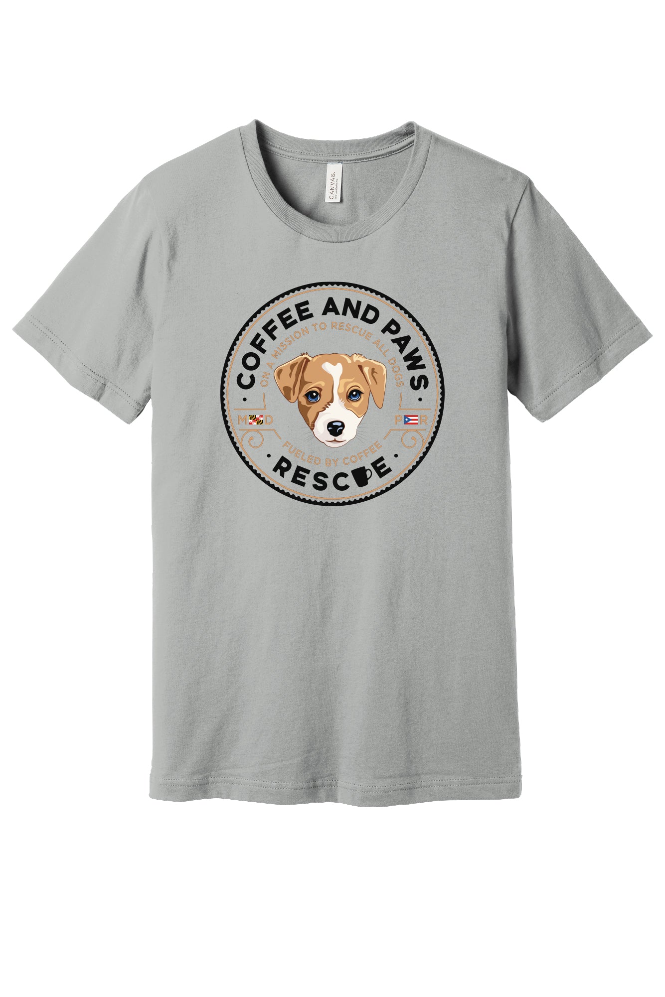 Coffee and Paws Rescue Short Sleeve Bella Canvas T-shirt