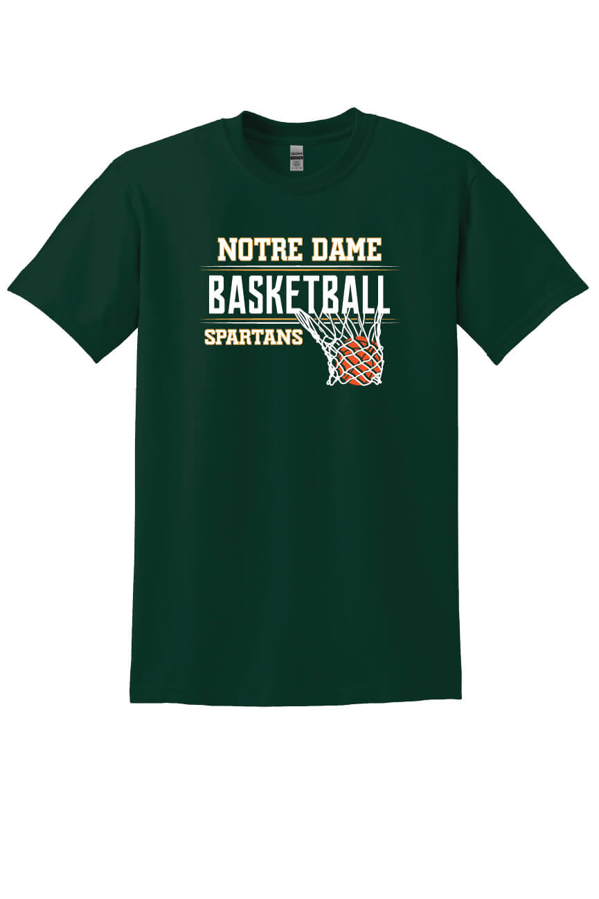 Youth Notre Dame Basketball Short Sleeve T-Shirt green-front