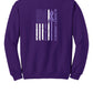 Memories Matter Flag Back Crewneck Sweatshirt purple flag back