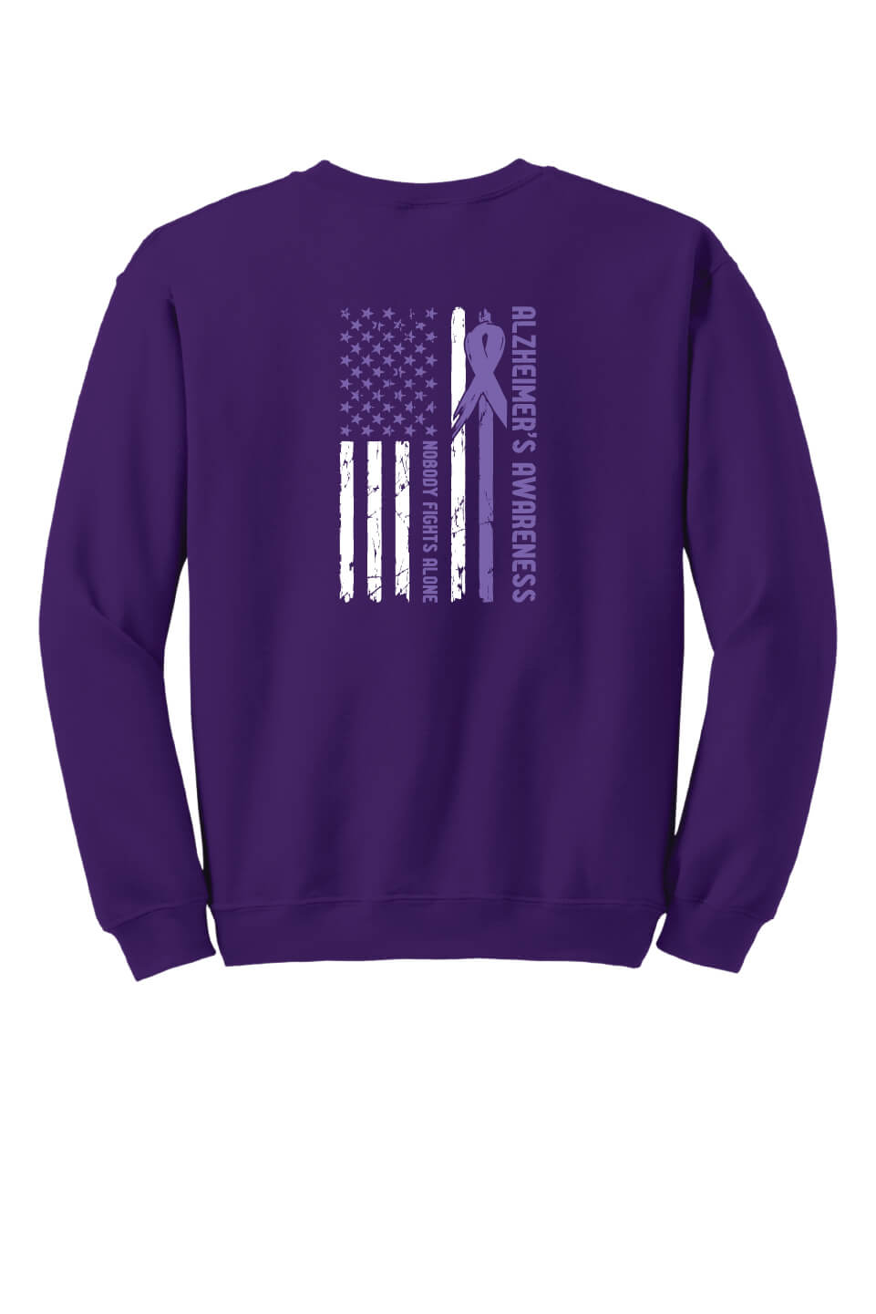 Memories Matter Flag Back Crewneck Sweatshirt purple flag back