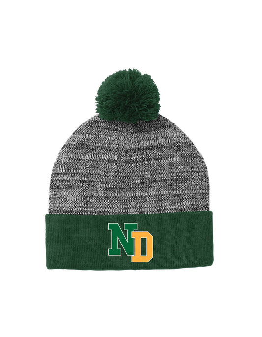 Pom Pom Beanie, green/gray