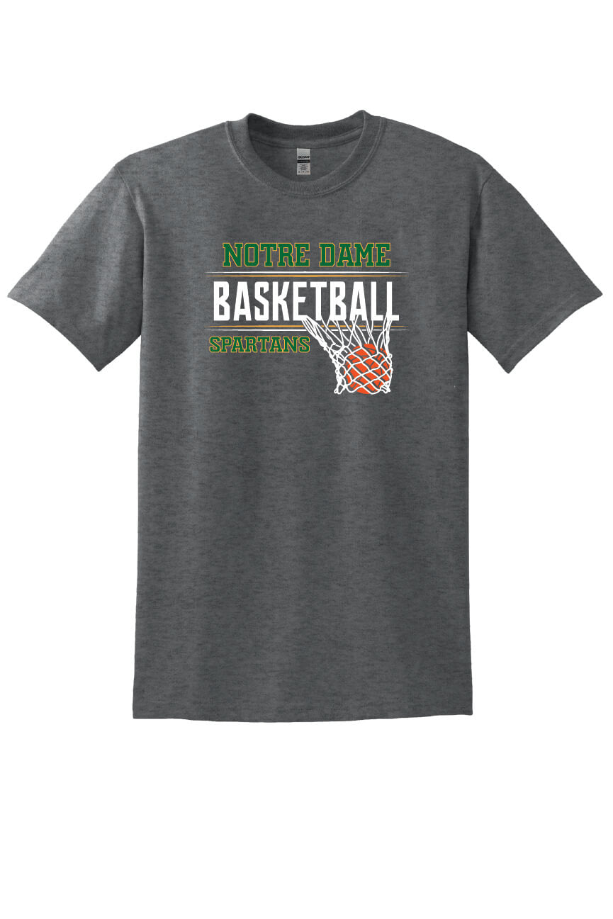 Youth Notre Dame Basketball Short Sleeve T-Shirt gray-front